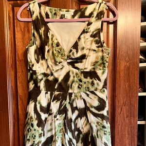 Banana republic, tropical, green and brown dress